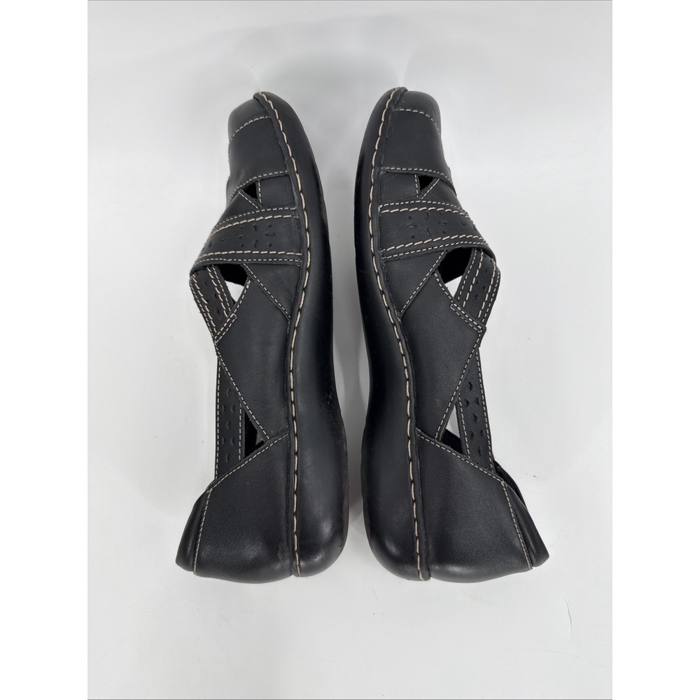 Clarks Womens Black Criss Cross Strappy Leather Shoes Size 10 Boho Comfort - Picture 6 of 8